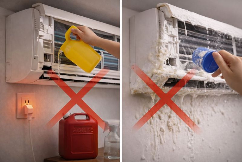 洗冷氣千萬別用汽油甲苯！錯用去汙粉恐造成冷氣外殼變形